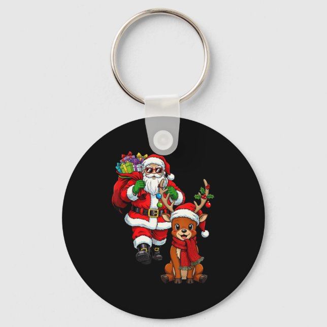 Porte-clés Santa Claus With Reindeer And Cool Christmas  (Recto)