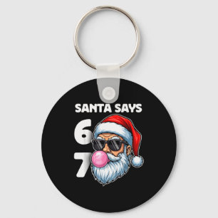 Porte-clés Santa dit Six Sept, 6 7 Gen Alpha Argot Meme Chr