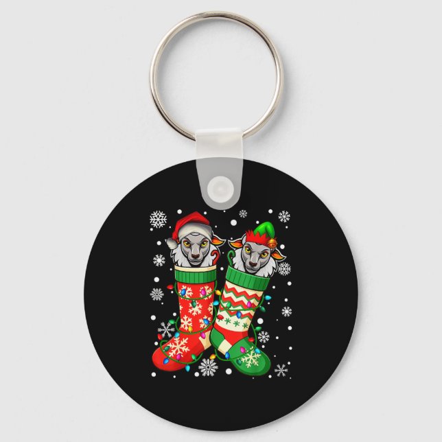 Porte-clés Santa Elf Sheep Animal In Christmas Socks Men Wome (Recto)