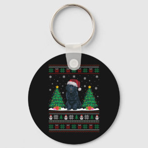 Porte-clés Santa Hat Newfoundland Dog Xmas Tree Lights S