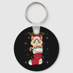 Porte-clés Santa Hat Ragdoll Chat Animal En Chaussettes Joyau