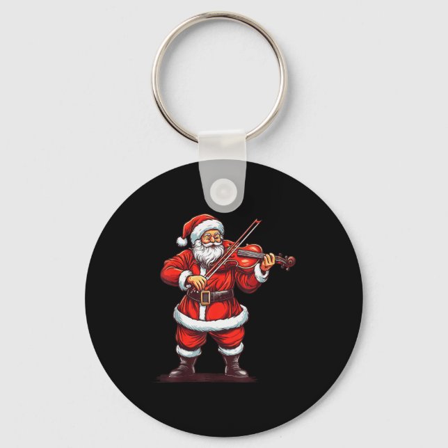 Porte-clés Santa Playing Violin Funny Violinist Violin Player (Recto)