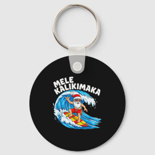 Porte-clés Santa surfant Mele Kalikimaka Noël hawaïen