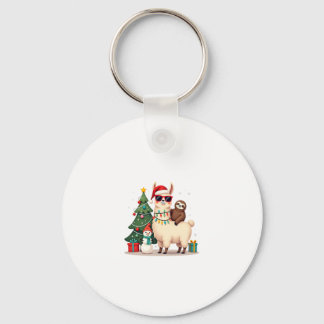 Porte-clés Santa Xmas Funny Llama Sloth Christmas (2)