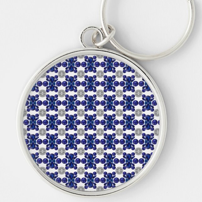 Porte-clés Sapphire Diamant Gemstone Art Blue (Devant)