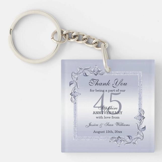 Porte-clés Sapphire Gem & Parties scintillant 45e anniversair (Devant)