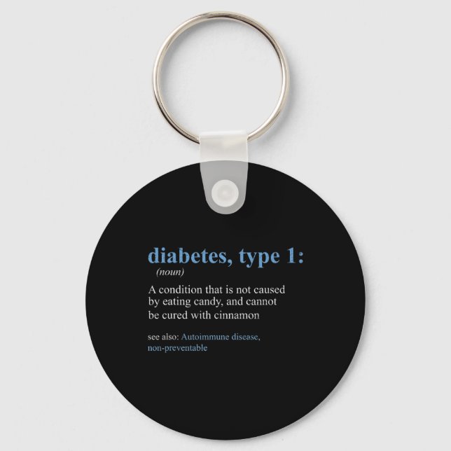 Porte-clés Sarcasme amusant T1D Diabète Définition Sensibilis (Recto)