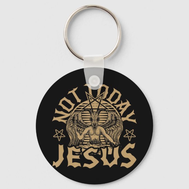 Porte-clés Satanic Baphomet Satan Pas aujourd'hui Jésus Tank  (Recto)