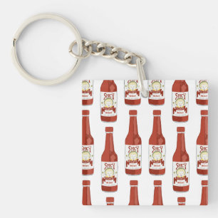 Porte-clés Sauce chaude pimentée Motif Picante