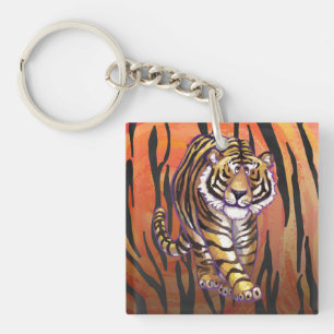 Porte-clés Sauvage je copie orange de tigre et noire chaude
