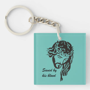 Porte-clés Sauvé par le sang Jésus Couronne d'épines