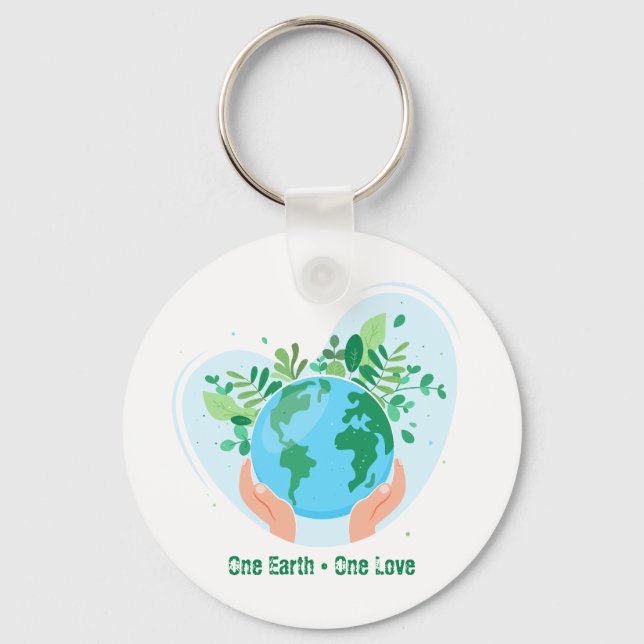 Porte-clés Sauvez la planète. Une Terre Un Amour (Recto)