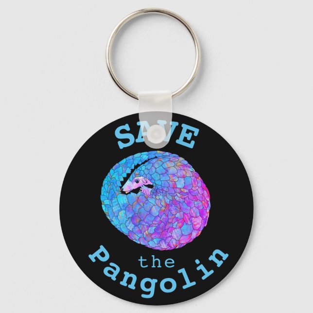 Porte-clés Sauvez Pangolin Psychedelic Endangic Animal Art (Recto)