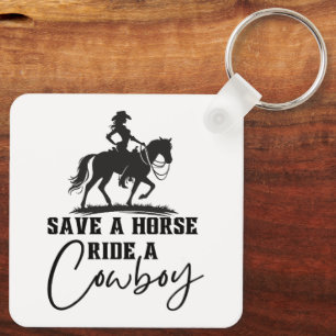 Porte-clés Sauvez une balade à cheval sur un cowboy