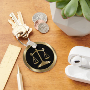 Porte-clés Scales of Justice   Law   Lawyer - Black & Gold 