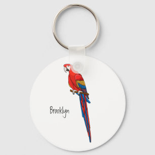 Porte-clés Scarlet macaw parrot cartoon illustration