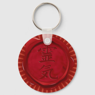 Porte-clés sceau de cire - REIKI   fleur rouge