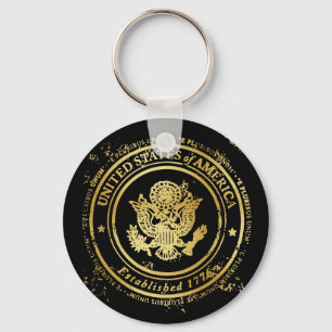 Porte-clés Sceau d'or des États-Unis - Aigle - E Pluribus Unu