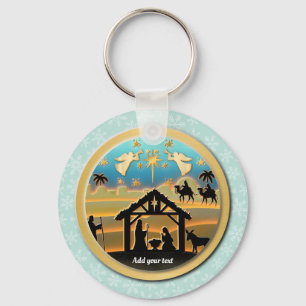 Porte-clés Scène de la Nativité de Jésus Enfant, Fête de la N