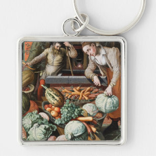Porte-clés "Scène de marché" porte - clés d'art vintage