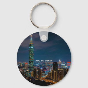 Porte-clés Scène de nuit de Taïpeh 101, souvenir de voyage 