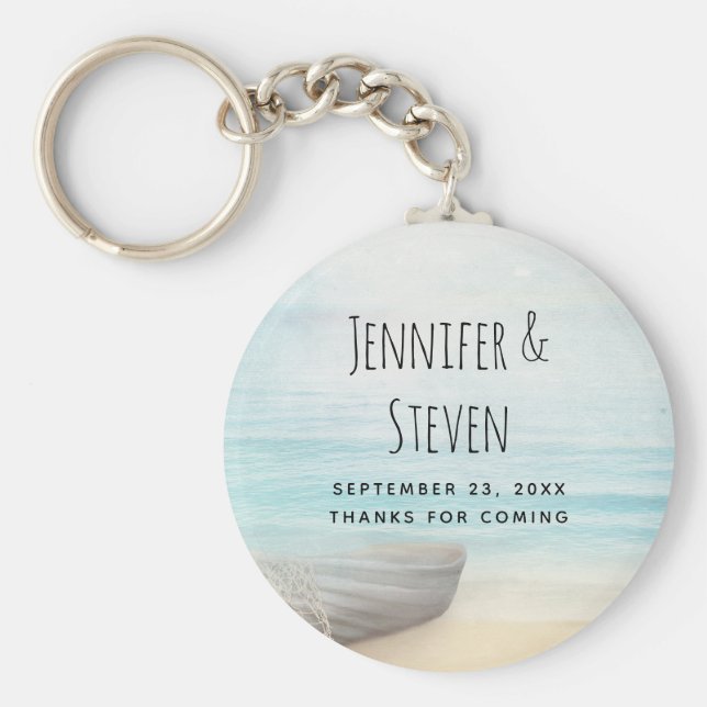 Porte-clés Scène de plage côtière avec un Mariage de bateau d (Devant)