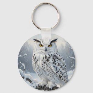 Porte-clés Scène hivernale majestueuse avec harfang des neige