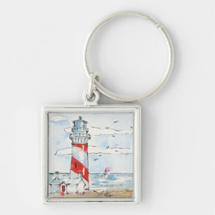 Porte-clés Scène rouge et blanche de phare