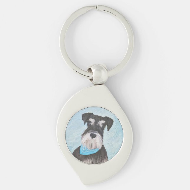 Porte-clés Schnauzer (Miniature) Peinture - Chien original mi (Devant)