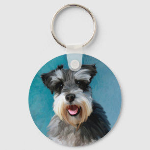 Porte-clés Schnauzer Miniature peinture couleur de l'eau