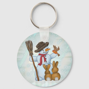 Porte-clés Schneemann mit Tieren 