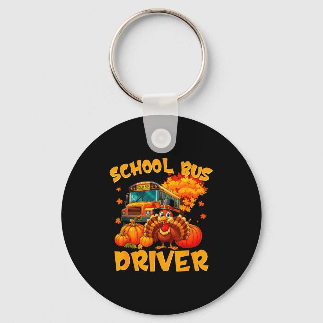 Porte-clés School Bus Driver Turkey Thanksgiving Gift  (Recto)