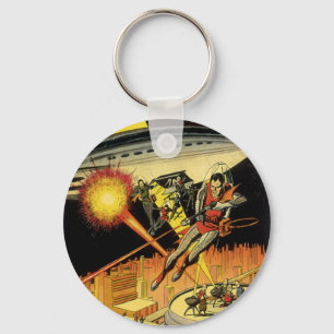 Porte-clés Science-fiction vintage, Aliens Sci Fi de l'OVNI