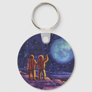 Porte-clés Science-fiction vintage, astronautes du Fi Sci sur