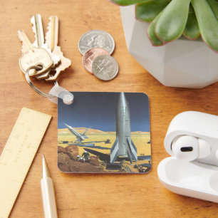 Porte-clés Science-fiction vintage de planète désertique avec