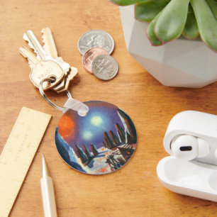 Porte-clés Science-fiction vintage d'une planète étrangère av