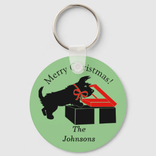 Porte-clés Scottie Chien Noël Porte - clé personnalisé