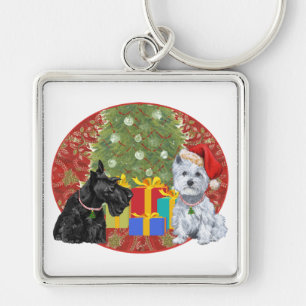 Porte-clés Scottie & Westie Christmas