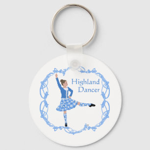 Porte-clés Scottish Highland Dancer Celtic Knotwork bleu