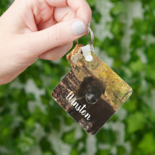 Porte-clés Script blanc photo personnalisé