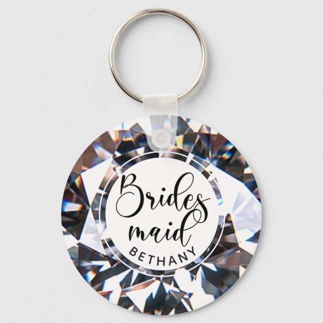Porte-clés Script de diamant moderne Bridesmaid personnalisé (Recto)