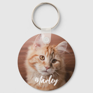 Porte-clés Script de photo et nom de chat personnalisé