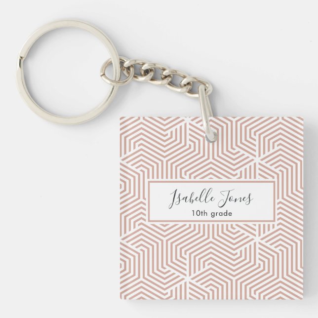 Porte-clés script géométrique stylisé clé d'école personnalis (Devant)