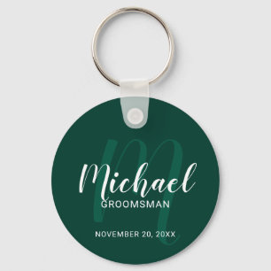 Porte-clés Script moderne Groomsmen personnalisé Monogramme&N