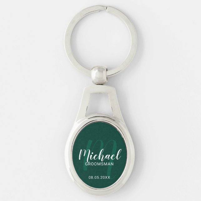 Porte-clés Script moderne Groomsmen personnalisé Monogramme&N (Devant)