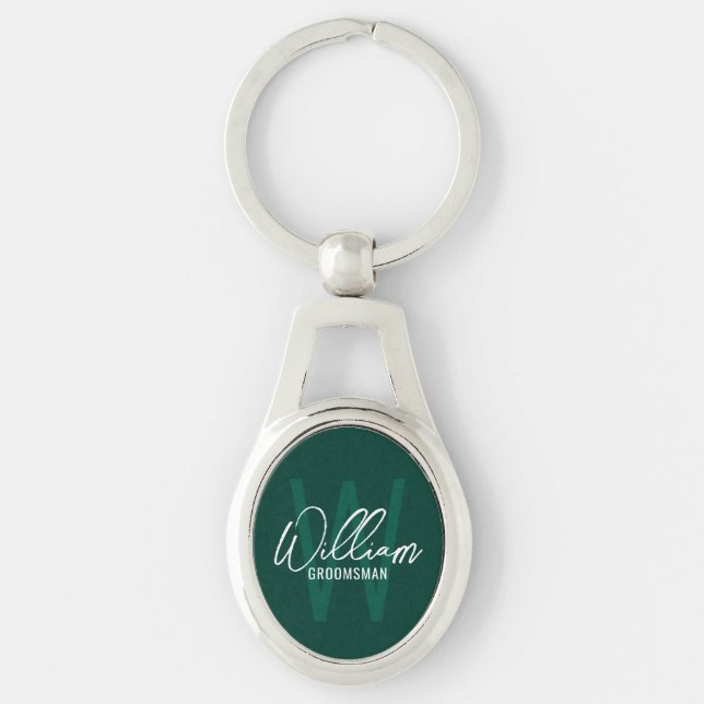Porte-clés Script moderne Groomsmen personnalisé Monogramme&N (Devant)