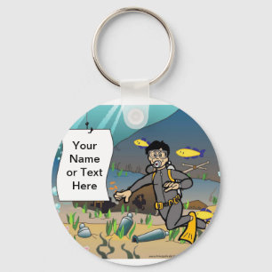 Porte-clés Scuba Diver - Dessin masculin par PrintedPerfectio