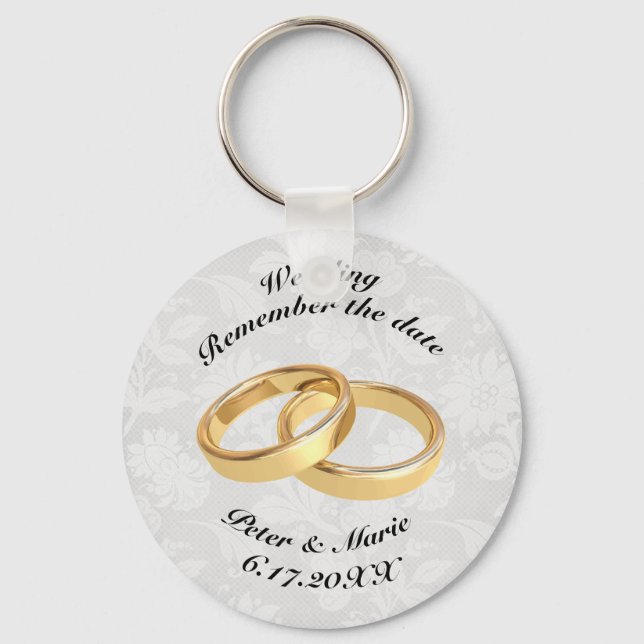 Porte-clés Se Souvenir Des Anneaux Mariages Date (Recto)