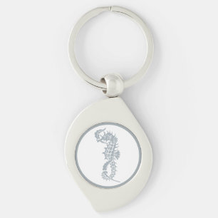 Porte-clés Seahorse Bleu Classique Nautique Élégant