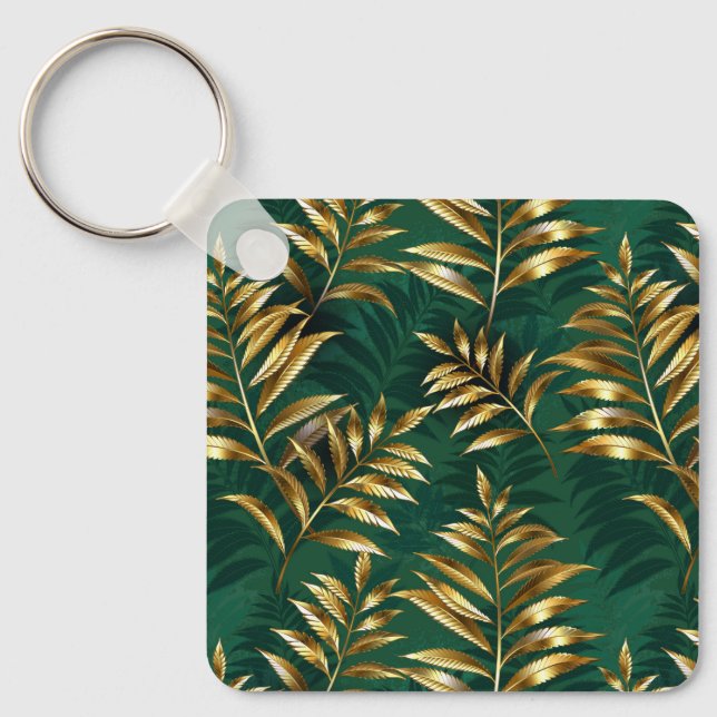 Porte-clés Seamless pattern with golden ferns (Recto)